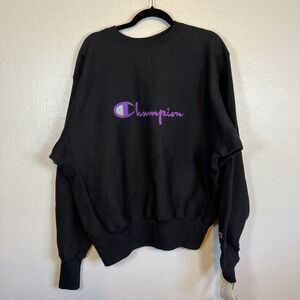 NWT Vintage 90s Champion Reverse Weave Black Purple Crewneck Sweatshirt XL USA